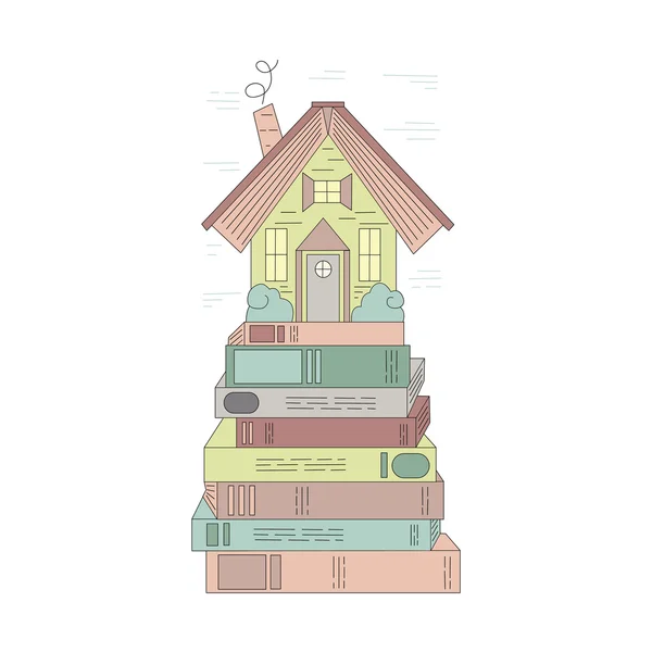 Fairy house with a book roof — 图库矢量图片