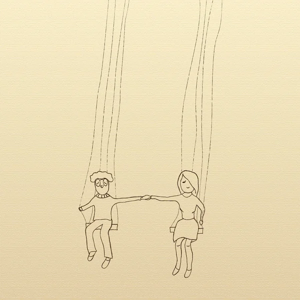 Man and woman on swings — Stock Illustration Man and woman on swings Royalty Free Stock Vectors