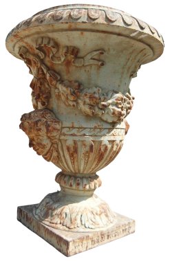 Beyaz bir arka plan üzerinde antik vazo. Castle hill Nice.