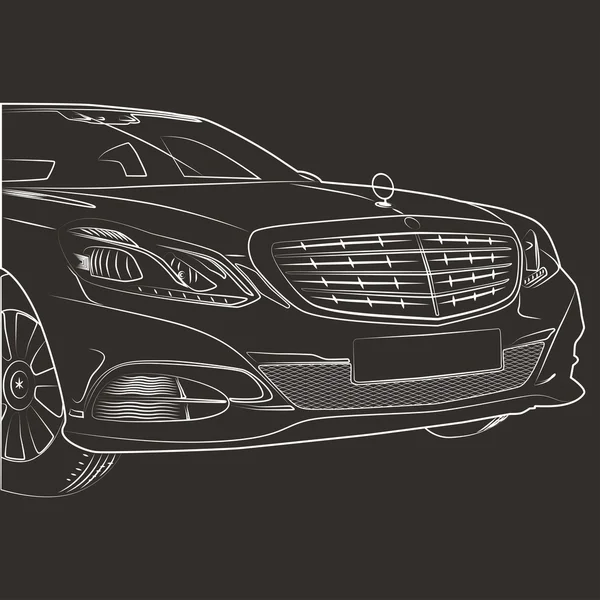 Eine Linienzeichnung eines Mercedes. — Stockvektor