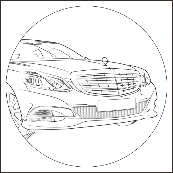 Un dibujo en línea de un Mercedes . — Vector de stock