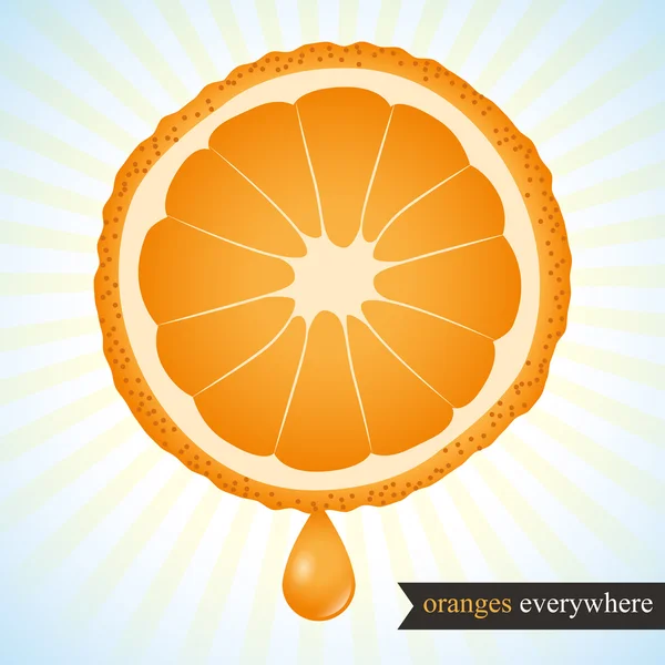 Naranja con una gota de jugo . — Vector de stock