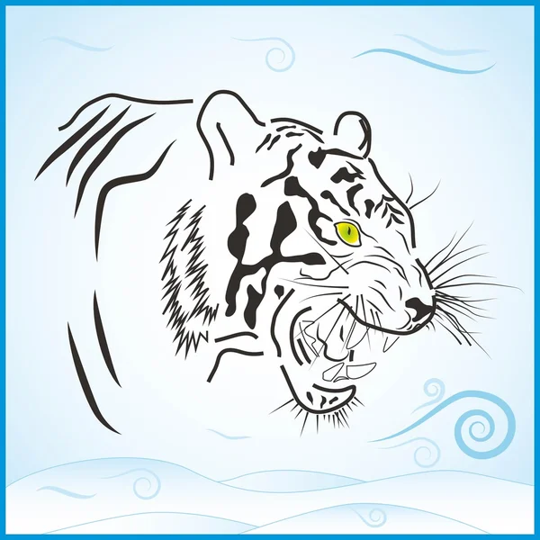 Gonosz, vigyorgott, tigris. — Stock Vector