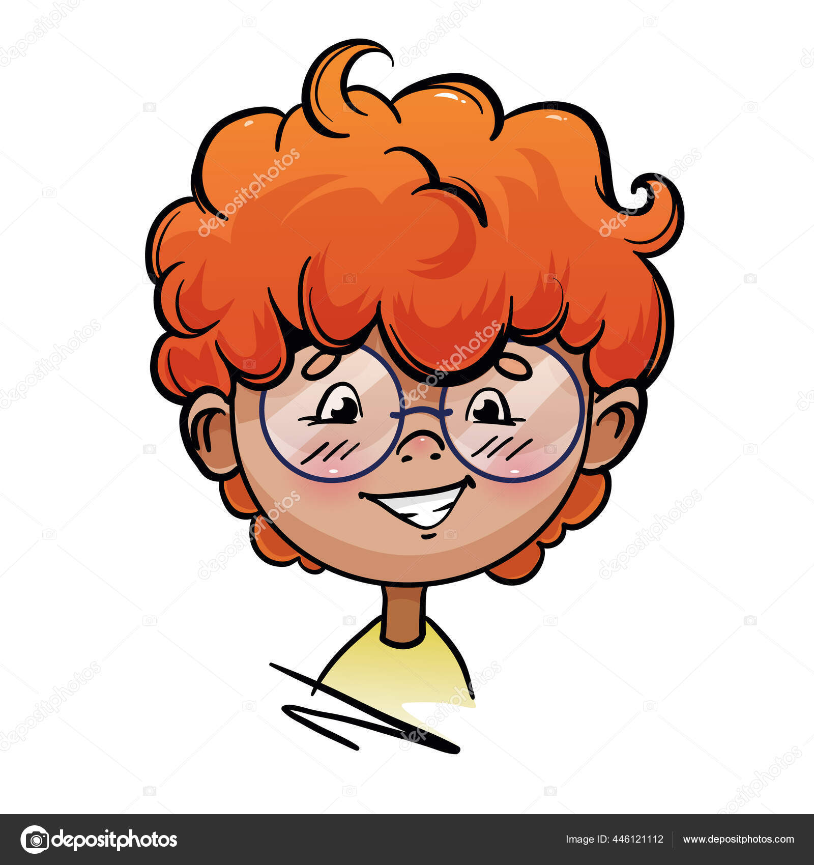 Cartoon redhead boy. Boy with glasses. Isolated over white background.  Stock Vector Image by ©. #446121112