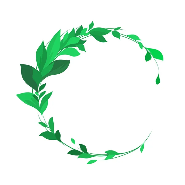 Cadre rond avec feuilles. Feuilles vectorielles sur fond blanc. Éléments ou logo printemps été blanc — Image vectorielle