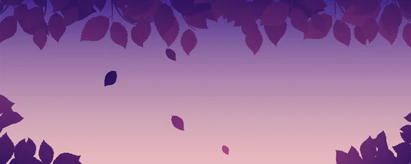Fondo con hojas púrpuras. Fondo vectorial.Hojas púrpuras en el cielo nocturno — Archivo Imágenes Vectoriales