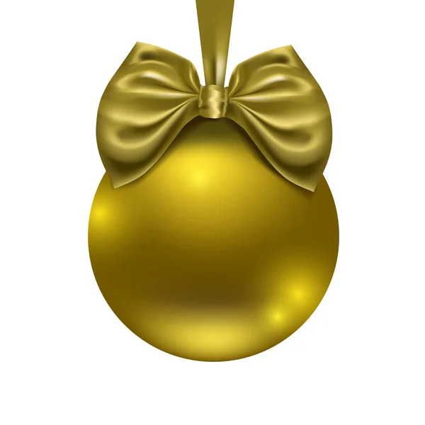 Золота куля з бантом, ізольована на білому тлі , — стоковий вектор