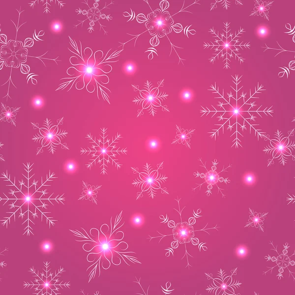 Nahtloses Muster mit rosa Schneeflocken — Stockvektor