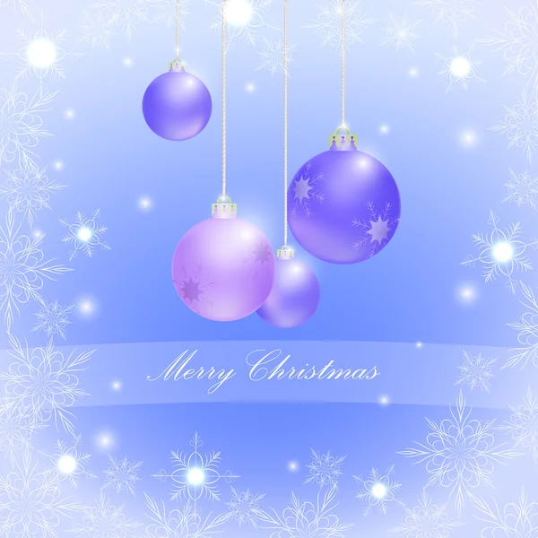 Purple Christmas balls and snowflakes — Stock Vector