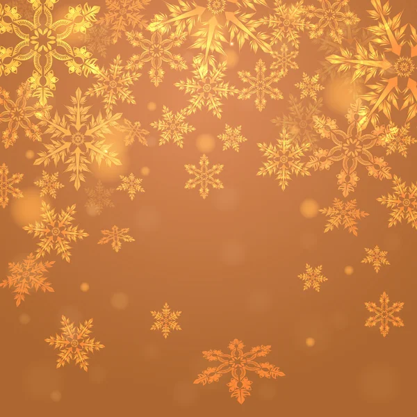 Fondo naranja con copos de nieve — Vector de stock