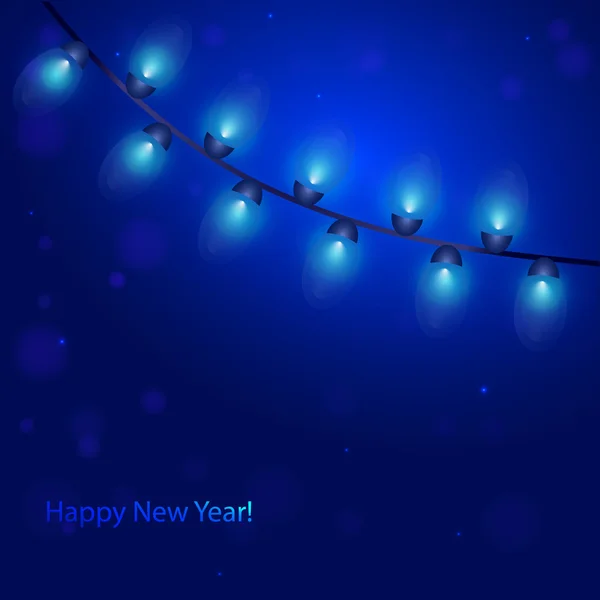 Fondo azul de Navidad con guirnalda luminosa . — Archivo Imágenes Vectoriales