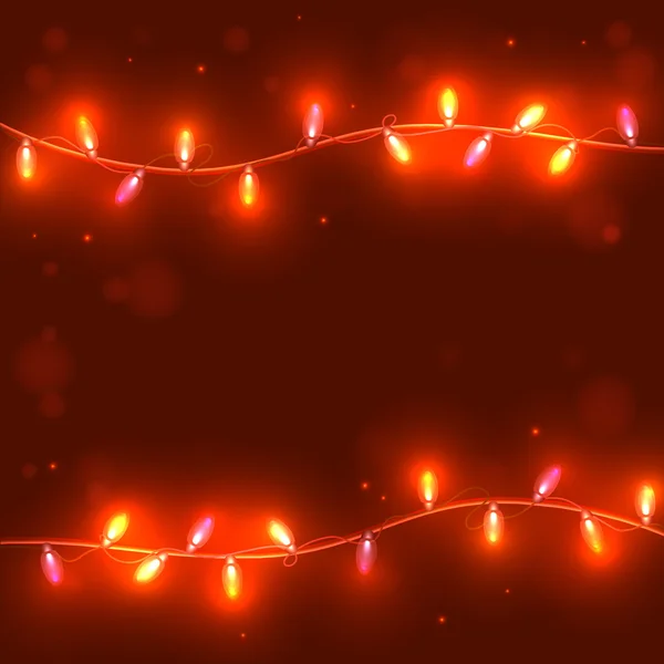 Christmas röd bakgrund med ljusa kransar, — Stock vektor