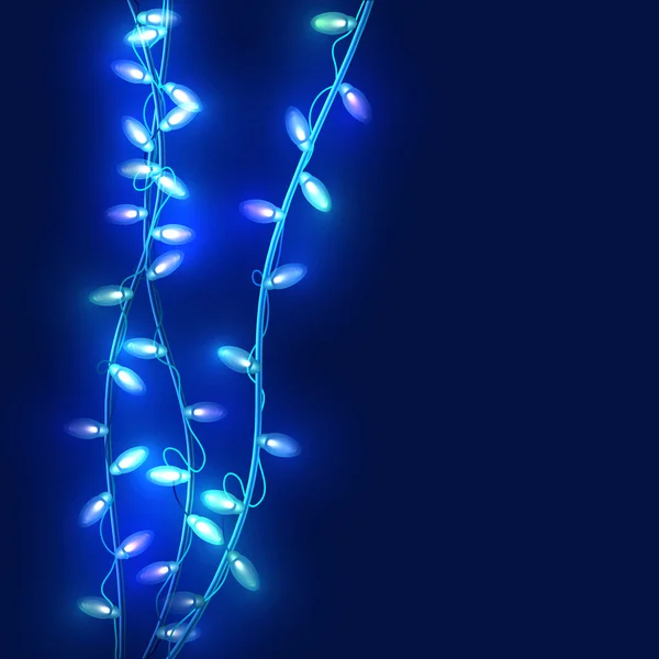 Lumières de Noël sur fond bleu foncé — Image vectorielle