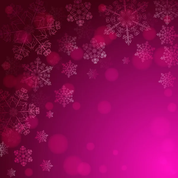 Fondo rosa con copos de nieve — Vector de stock