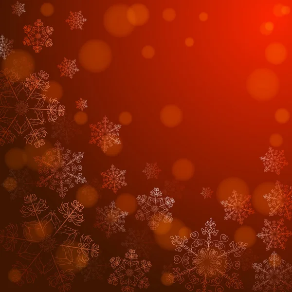 Orange Hintergrund mit Schneeflocken, — Stockvektor