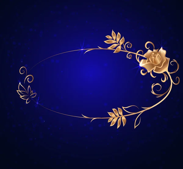 bir gül ile oval altın çerçeve