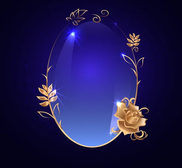 Altın ile oval banner. Karanlık bir arka plan üzerine gül, parlak etiket,