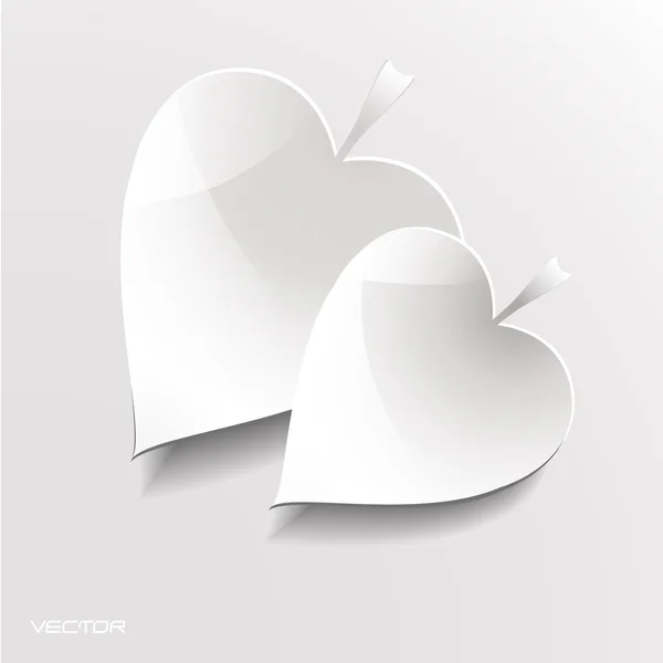 White hearts with shadow — Stock Vector