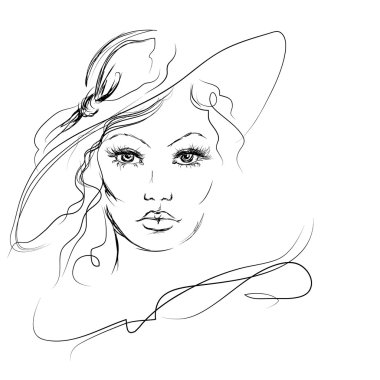 bir şapka, vector illüstrasyon kadın