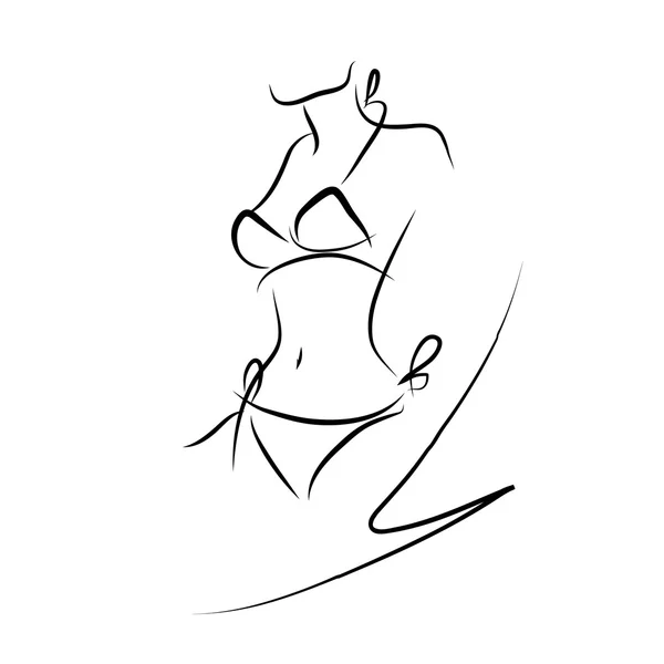 Maillot de bain femme, croquis, figure, vecteur — Image vectorielle