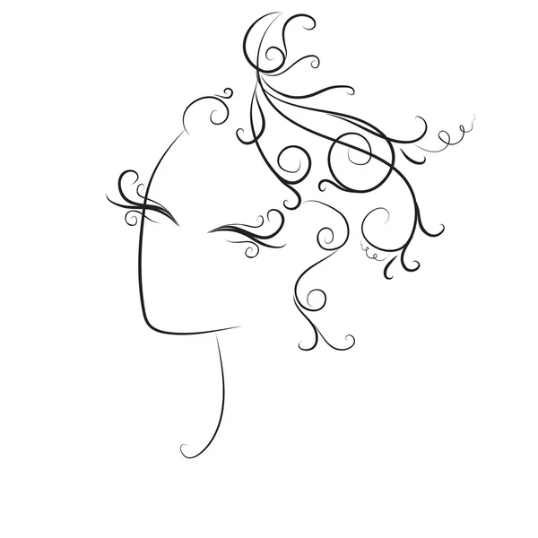 Sketch of curls hairstyle, fashion — Stock Vector