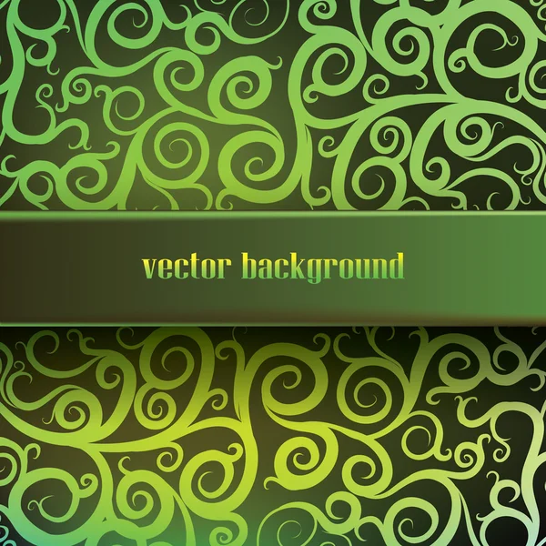 Green  background with swirls and patterns — Stock Vector