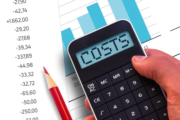 Calculator with the word Costs — Stock Photo, Image