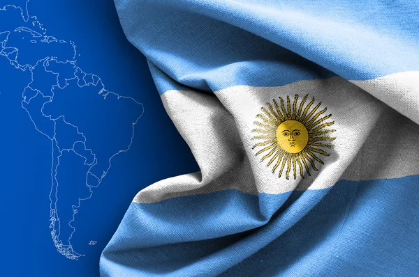 Bandera de Argentina en el mapa de fondo — Foto de Stock