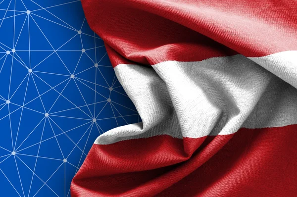 Flag of Austria on connections background — Stock Photo, Image