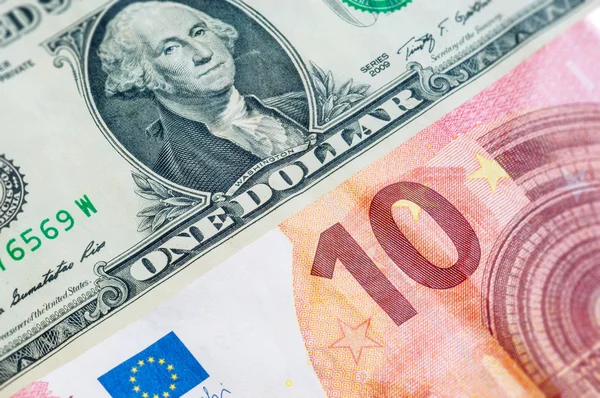 One dollar ten euro — Stock Photo, Image