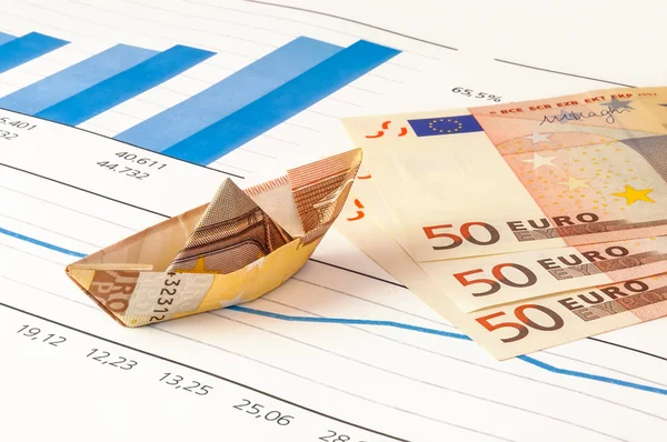 Boot Euro Geld Origami-Grafik — Stockfoto