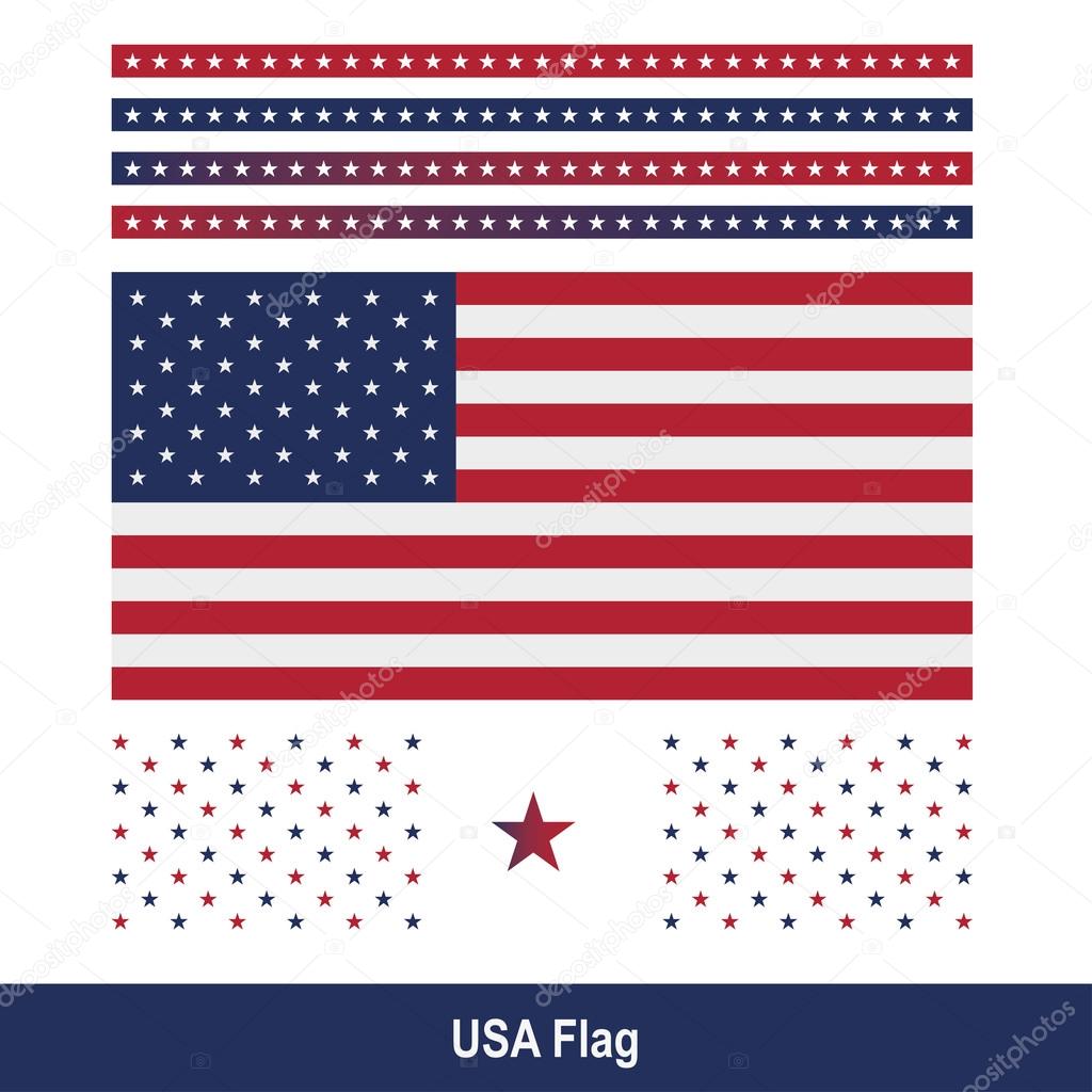 USA Flag. Red blue flag and stars.