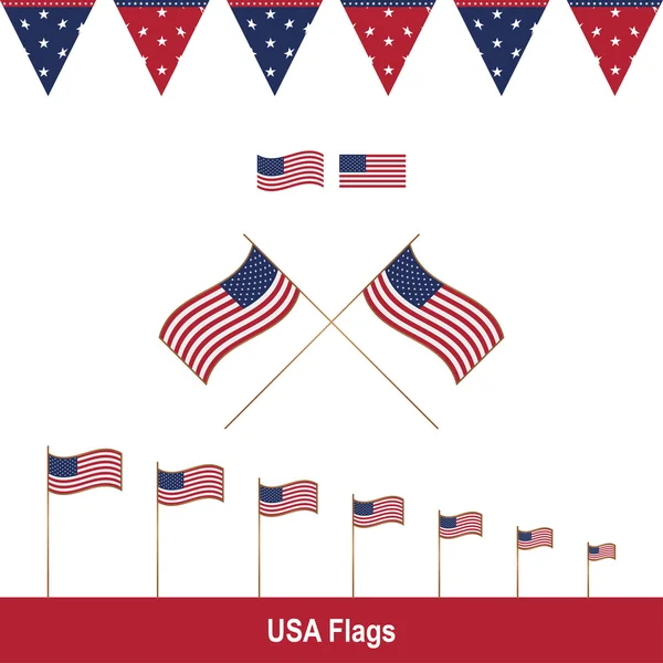 USA Flag. Red blue flag and stars. — Stock Vector