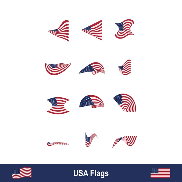 Флаг США. Красно-синий флаг и звезды . — стоковый вектор