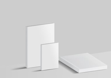 Gri bir arka plan üzerinde izole mock-up kitap.