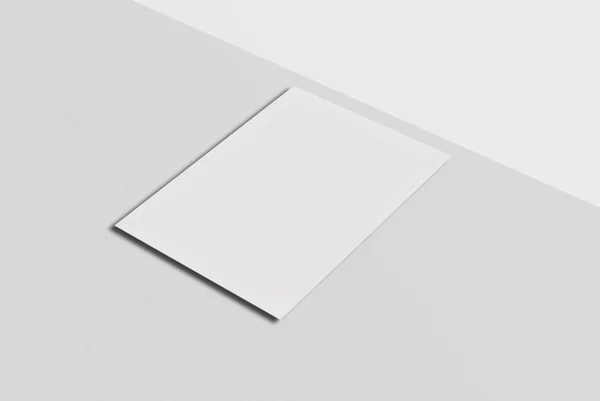 Cartão postal falso e capa. Cartão de papel branco sobre fundo cinza . — Fotografia de Stock