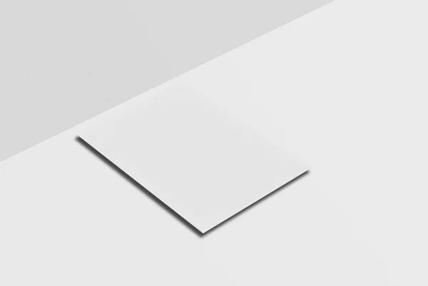 Képeslap modell és a fedelet. Fehér könyv a kártya a szürke háttér. — Stock Fotó