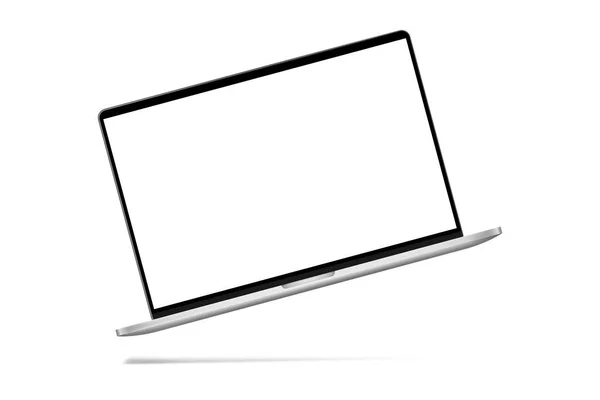 Slim Laptop Moderno Com Tela Branca Mockup Fundo Branco Com — Fotografia de Stock