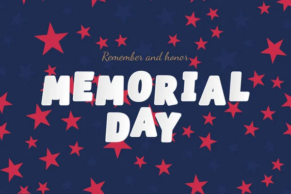 Buon Memorial Day Biglietto Auguri Con Bandiera Usa Sfondo Blu — Vettoriale Stock