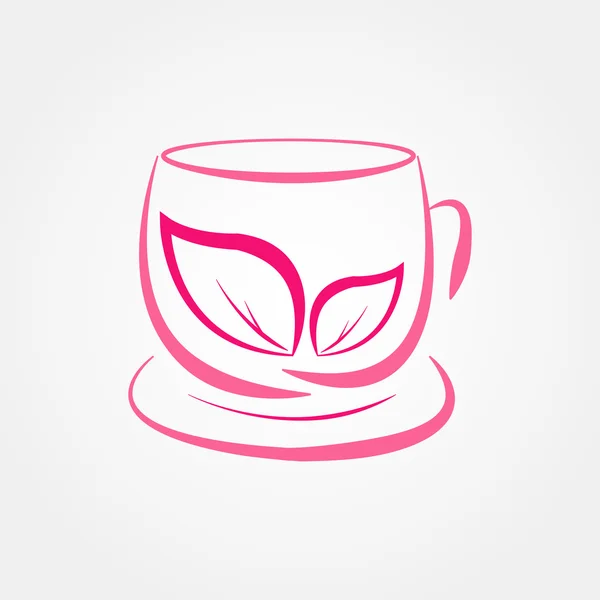 गुलाबी कप चाय — स्टॉक वेक्टर