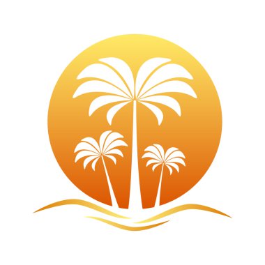 palmiye ağaçları ile günbatımı