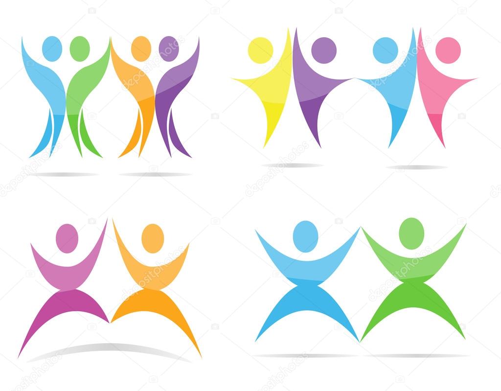 Abstract people vector logo template.  Colorful icons