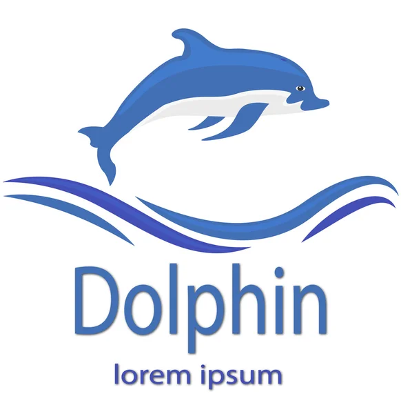Голубой дельфин в волнах — стоковый вектор