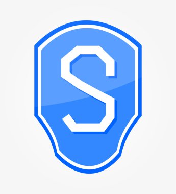 Mavi kalkan S harfi soyut