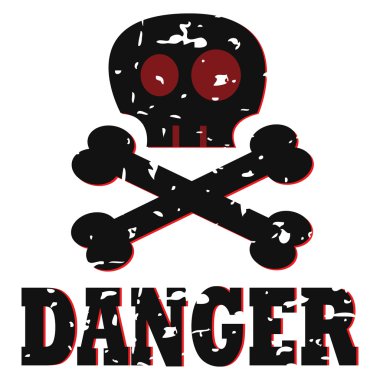 Kafatası kemikleri ve kırmızı gözleri ile