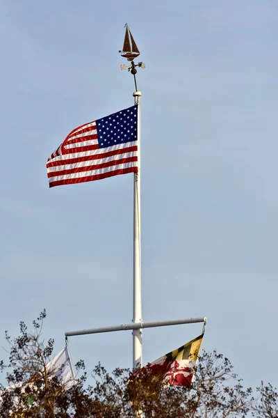 American flag in the air — Stock Photo, Image