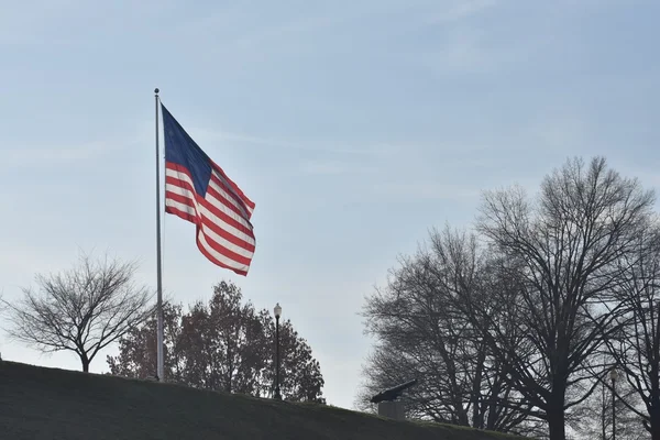 Американський прапор на вершині Капітолійського пагорба парк в Балтіморі — стокове фото