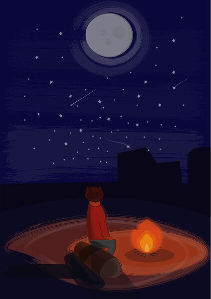 Человек в ночной пустыне
