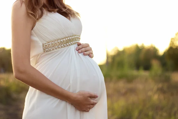 Pregnant woman and nature Royalty Free Stock Images