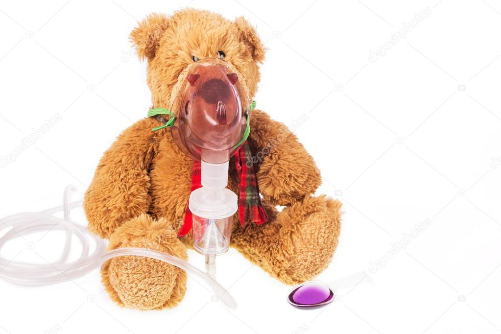 Teddy bear sick in inhaler mask  Stock Photo © ruttapum2 